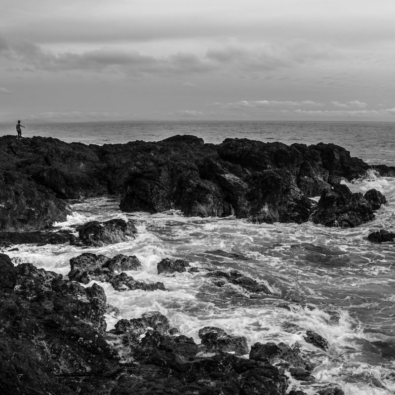 Costa rocosa con olas